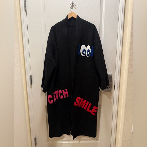 Maximila Paris Open Front Patch Work Cardigan in Black One size - Picture 5 of 6